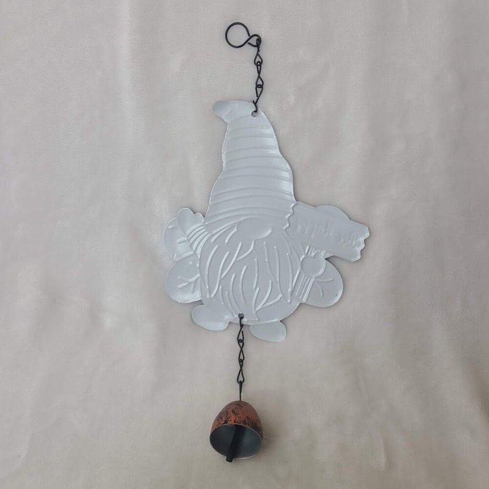 Bee Happy Gnome Metal Hanging Decor with Bell Garden Porch Ornament - Picture 6 of 7